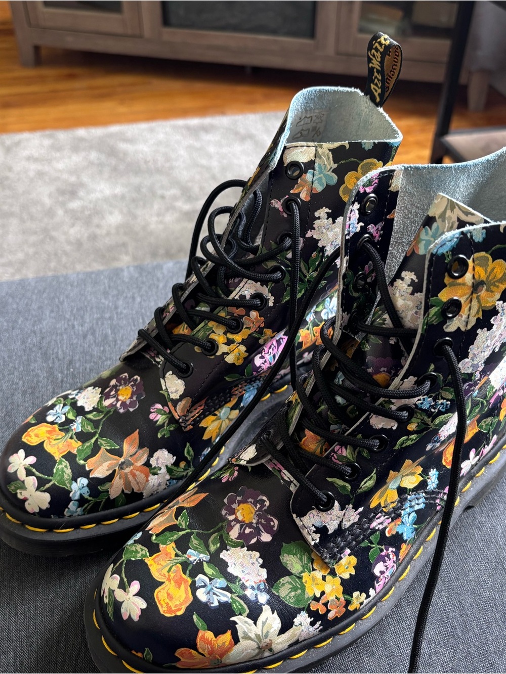 Dr. Martens Black Floral Lace-Up Boots